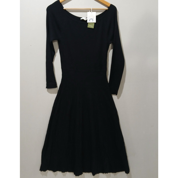 Lilysilk Vivi Dress Womens Large Black Silk Knit Pleated Midi Long Sleeve NWT - Picture 4 of 15